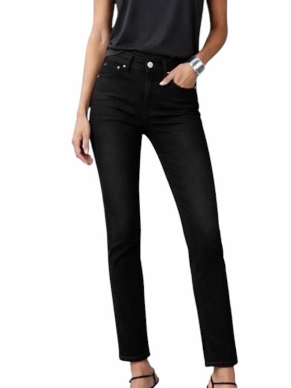 AYR Black "The Stir" High-Rise Straight Stove Pipe Leg Jeans 28 NEW?